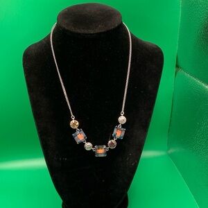 Vintage Marc Jacobs Silver tone Glass & Rhinestone Pendants￼16”